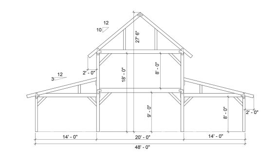 The Knox 4848 - Garage - Legacy Post and Beam