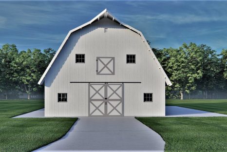 white-barn-gray-roof-pre-fab-kit